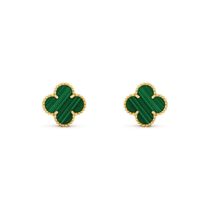 [Clara Jewels]CLOVER MEDIUM 1 MOTIFS MALACHITE  EARRINGS