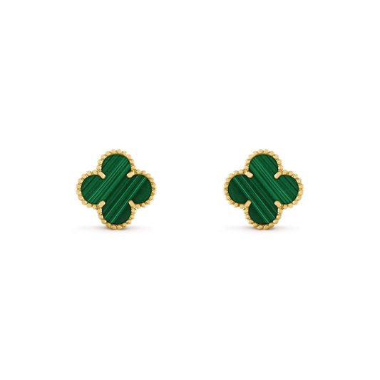 [Clara Jewels]CLOVER MEDIUM 1 MOTIFS MALACHITE  EARRINGS