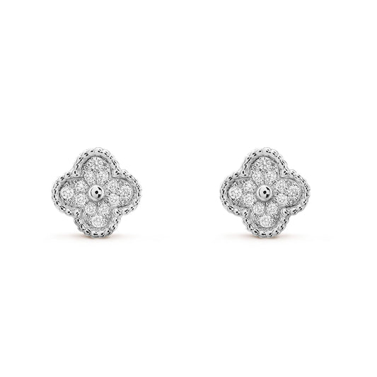 [Clara Jewels]CLOVER MINI DIAMOND STUD EARRINGS