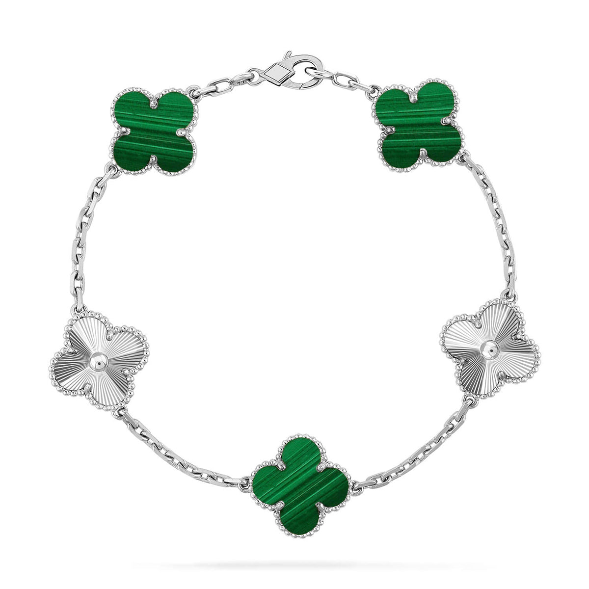 [Clara Jewels] CLOVER 5 MOTIF MALACHITE BRACELET COLLECTION