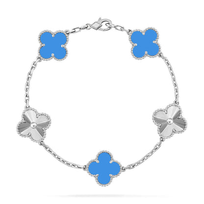 [Clara Jewels] CLOVER 5 MOTIF BLUE AGATE BRACELET COLLECTION