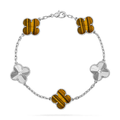 [Clara Jewels] CLOVER 5 MOTIFS TIGER EYE BRACELET COLLECTION
