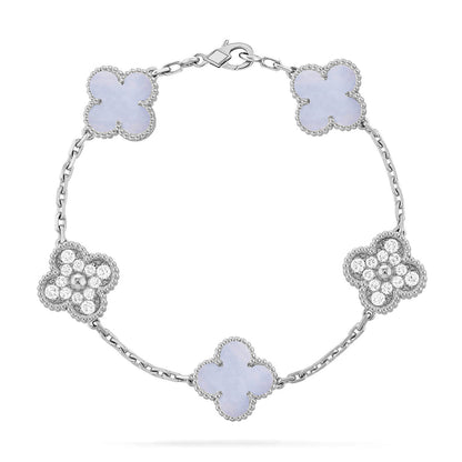 [Clara Jewels] CLOVER 5 MOTIF PURPLE CHALCEDONY BRACELET COLLECTION