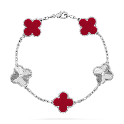 [Clara Jewels] CLOVER 5 MOTIF RED CORNELIAN BRACELET COLLECTION