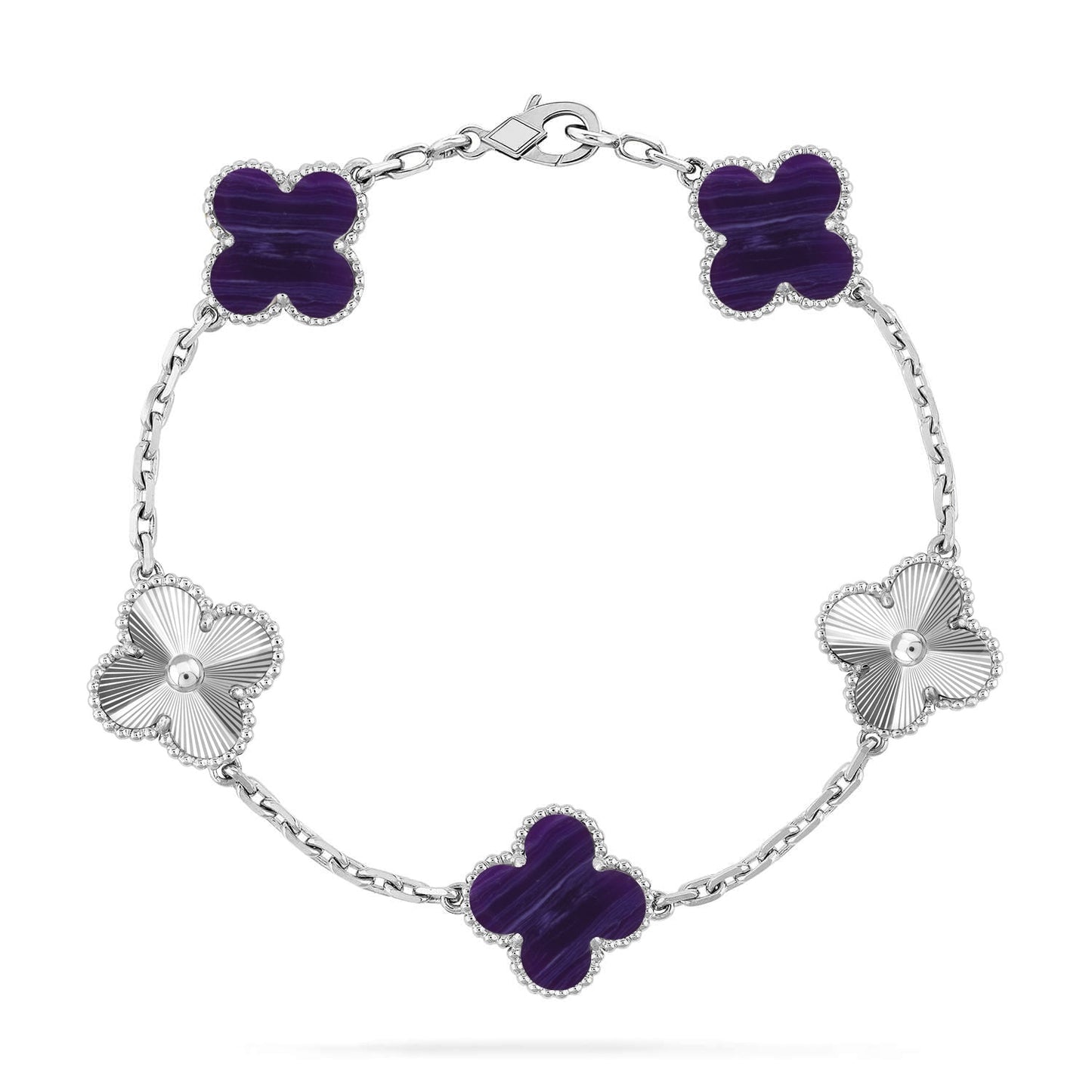 [Clara Jewels]CLOVER 5 MOTIF PURPLE STRIPES BRACELET COLLECTION