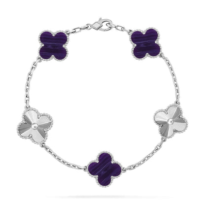 [Clara Jewels]CLOVER 5 MOTIF PURPLE STRIPES BRACELET COLLECTION