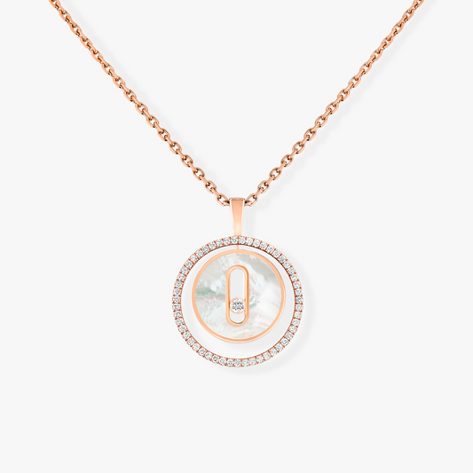 [Clara Jewely]LUCKY MOVE 1 DIAMOND WHITE MOTHER OF PEARL PINK GOLD DIAMOND NECKLACE