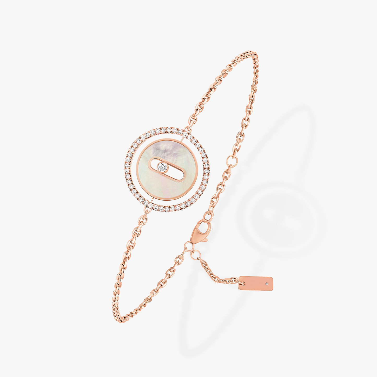 [Clara Jewely]LUCKY MOVE WHITE MOTHER OF PEARL PINK GOLD DIAMOND BRACELET