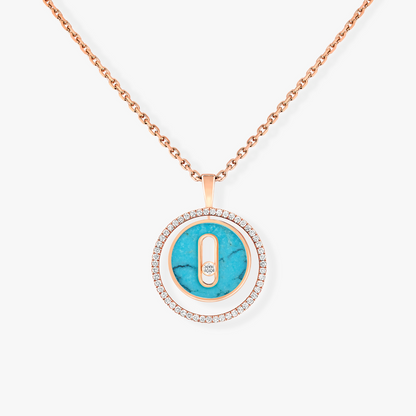 [Clara Jewely]LUCKY MOVE 1 DIAMOND TURQUOISE PINK GOLD DIAMOND NECKLACE
