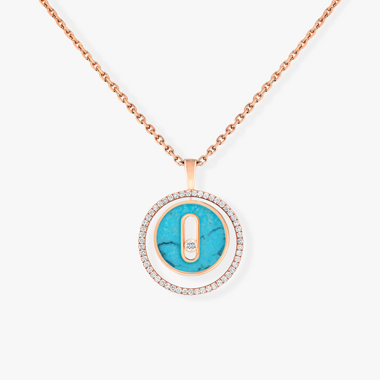 [Clara Jewely]LUCKY MOVE 1 DIAMOND TURQUOISE PINK GOLD DIAMOND NECKLACE