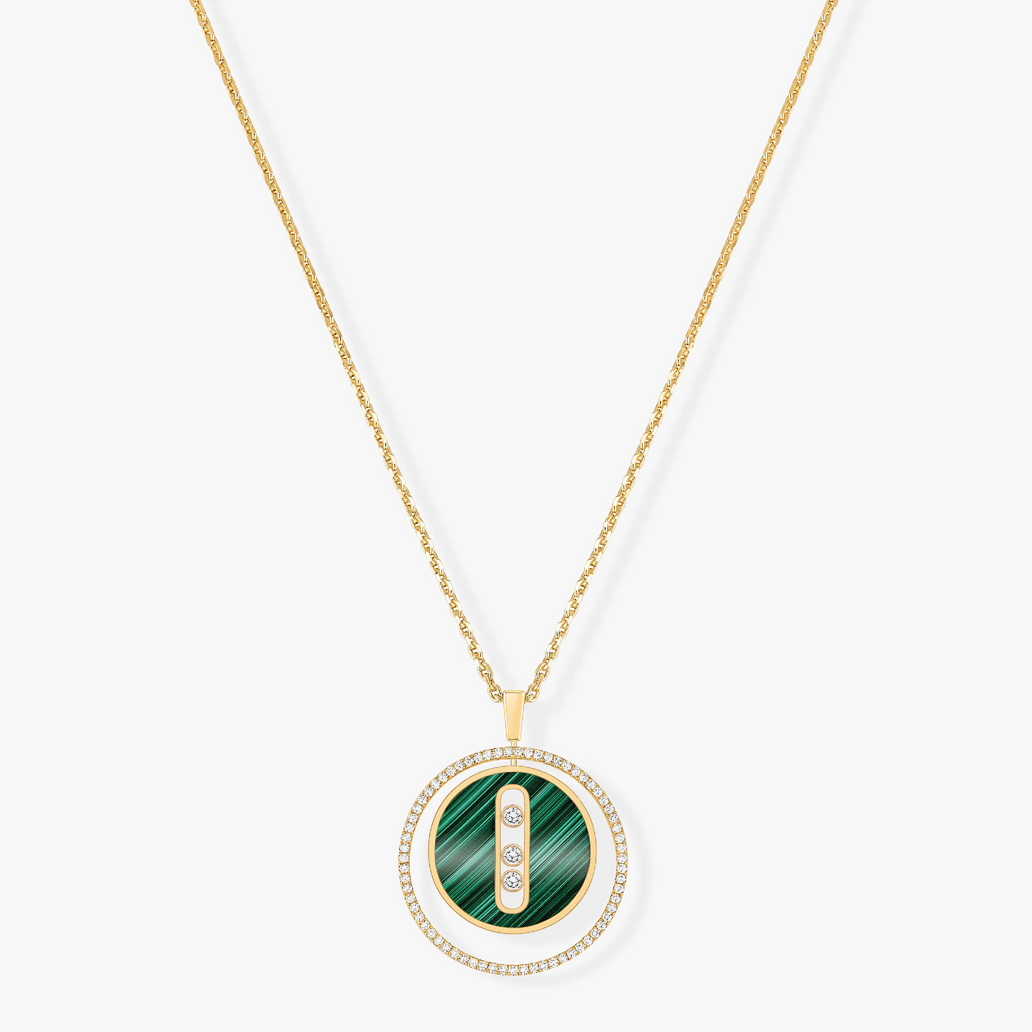 [Clara Jewely]LUCKY MOVE 3 DIAMOND MALACHITE GOLD DIAMOND NECKLACE