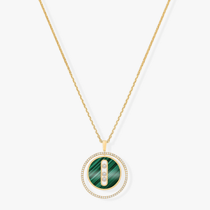[Clara Jewely]LUCKY MOVE 3 DIAMOND MALACHITE GOLD DIAMOND NECKLACE