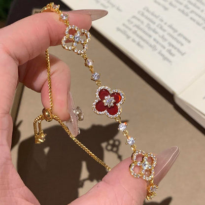[Clara Jewels]CLOVER 5 MOTIF PINK BLUE RED WHITE BRACELET