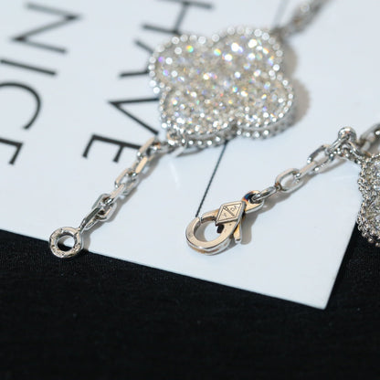 [Clara Jewels]CLOVER BRACELET 5 MOTIF SILVER DIAMOND PAVED