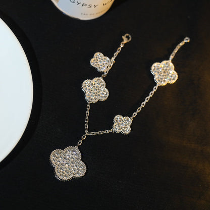 [Clara Jewels]CLOVER BRACELET 5 MOTIF SILVER DIAMOND PAVED