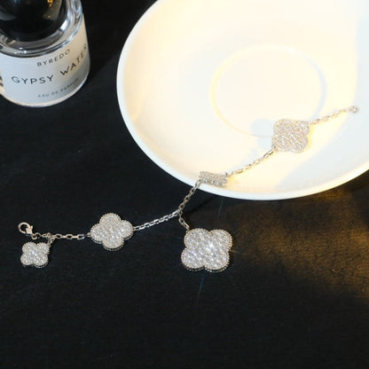[Clara Jewels]CLOVER BRACELET 5 MOTIF SILVER DIAMOND PAVED