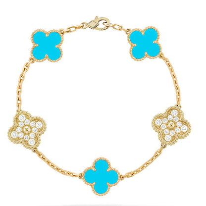 [Clara Jewels] CLOVER 5 MOTIF TURQUOISE BRACELET COLLECTION