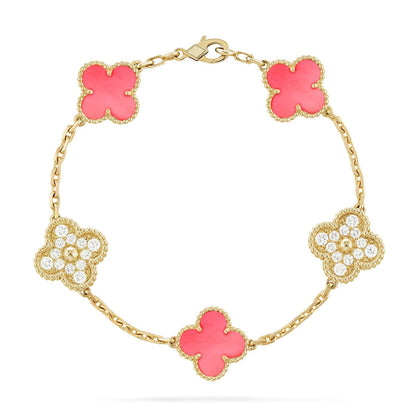 [Clara Jewels] CLOVER 5 MOTIFS  PINK MOP BRACELET COLLECTION