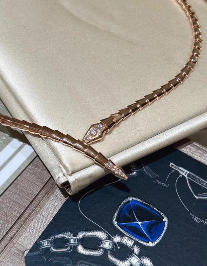[Clara Jewels] SERPENTI VIPER SERIES ROSE GOLD SNAKE NECKLACE