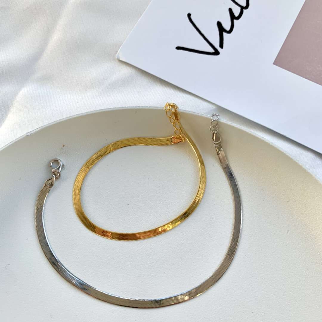 [Clara Jewels]Flat Snake Bone Chain Blade Necklace