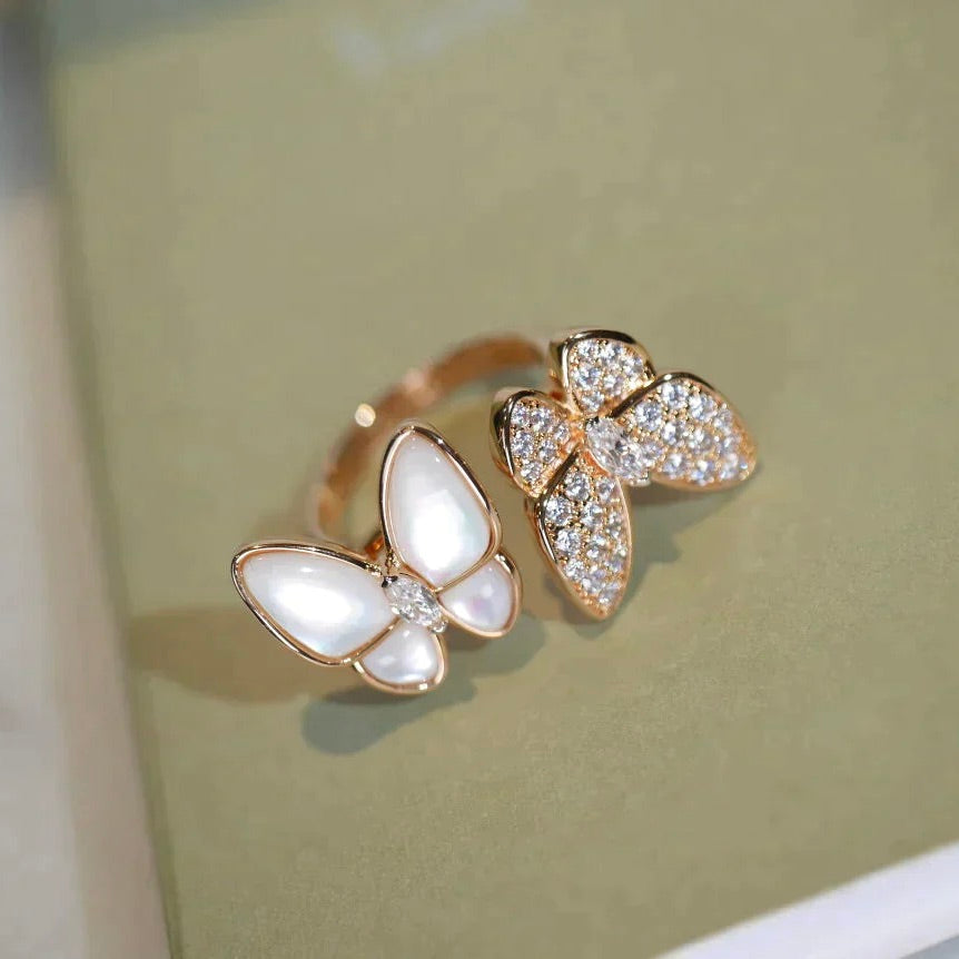 [Clara Jewels]TWIN BUTTERFLY DIAMOND MOP RING