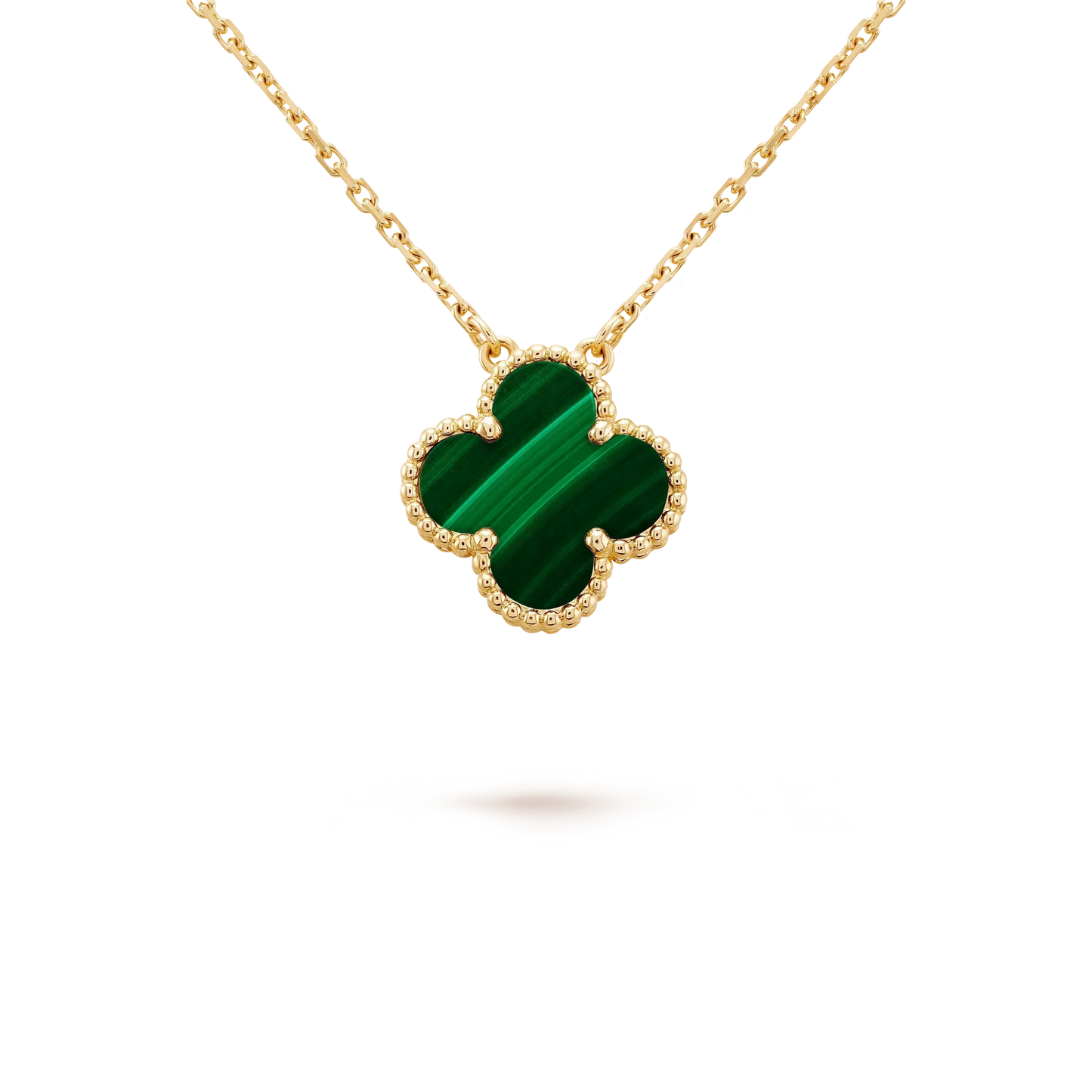 [Clara Jewels]CLOVER 15MM MALACHITE SINGLE FLOWER  NECKLACE
