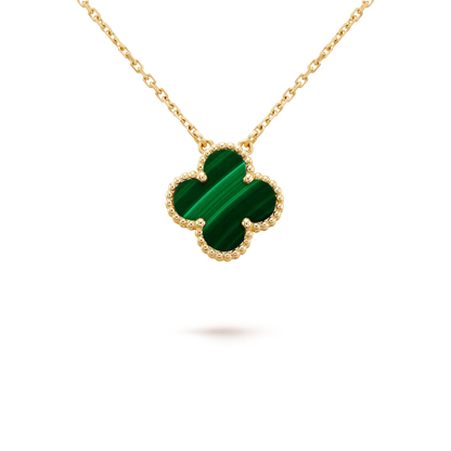 [Clara Jewels]CLOVER 15MM MALACHITE SINGLE FLOWER  NECKLACE