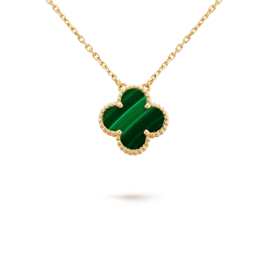 [Clara Jewels]CLOVER 15MM MALACHITE SINGLE FLOWER  NECKLACE