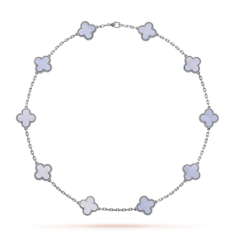 [Clara Jewels]CLOVER 10 MOTIFS BLUE CHALCEDONY NECKLACE