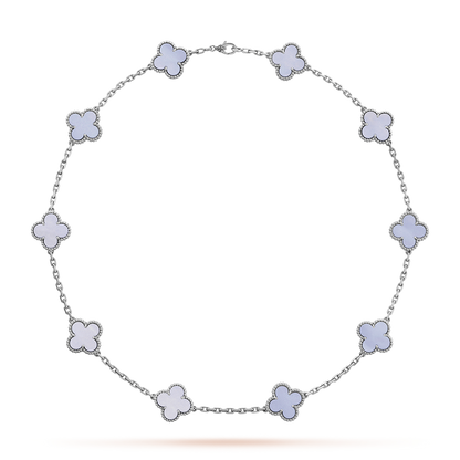 [Clara Jewels]CLOVER 10 MOTIFS BLUE CHALCEDONY NECKLACE
