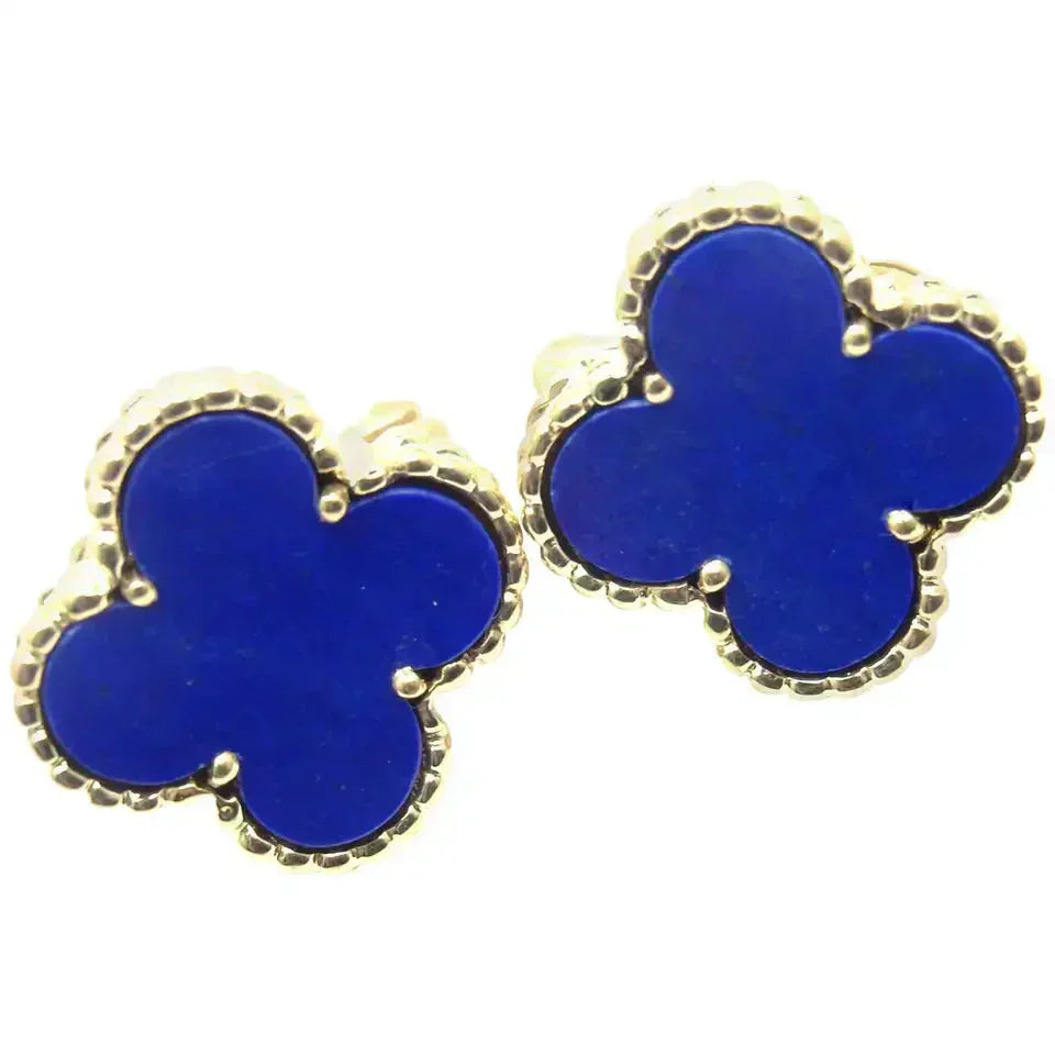 [Clara Jewels]CLOVER MINI 9.5MM BLUE AGATE EARRINGS