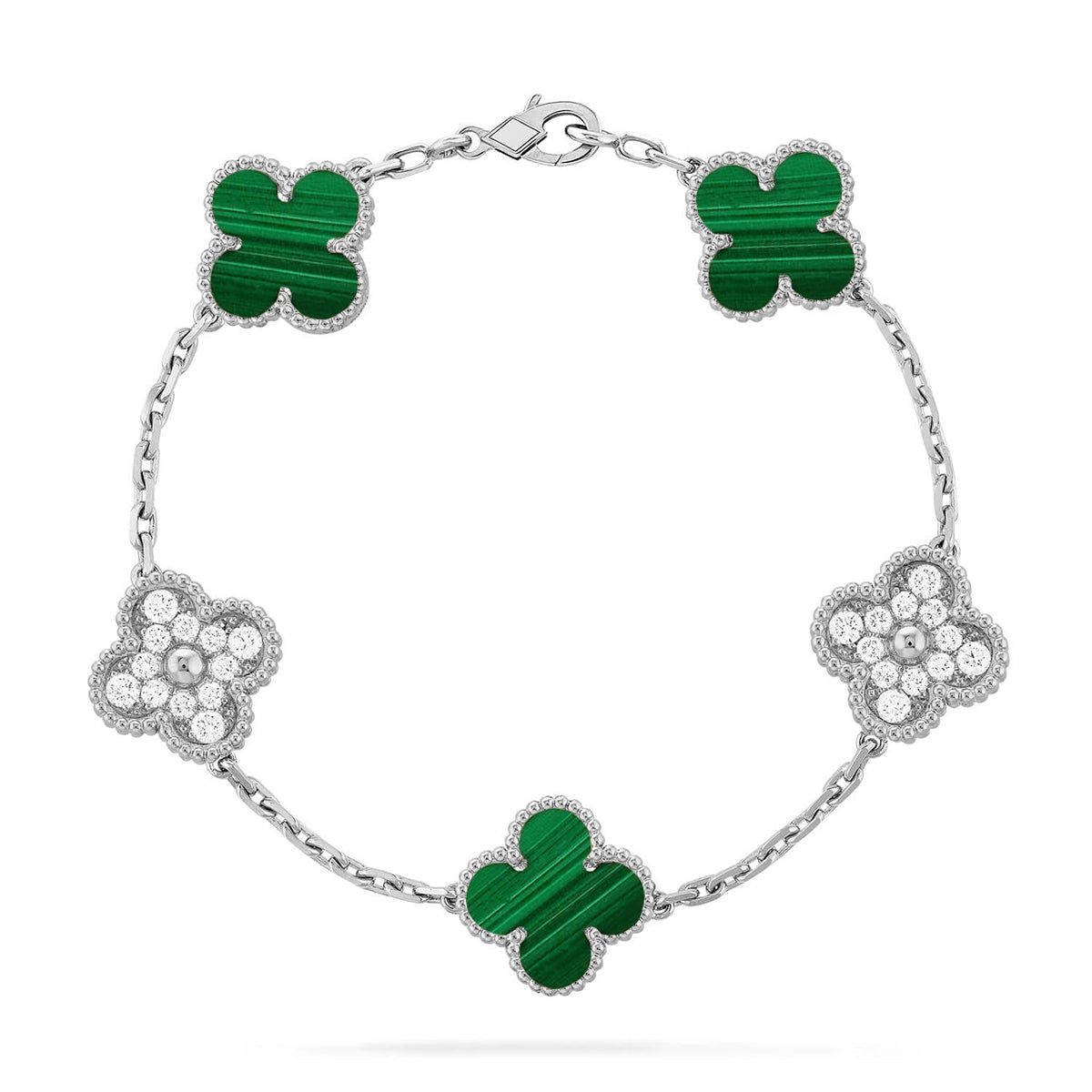 [Clara Jewels] CLOVER 5 MOTIF MALACHITE BRACELET COLLECTION