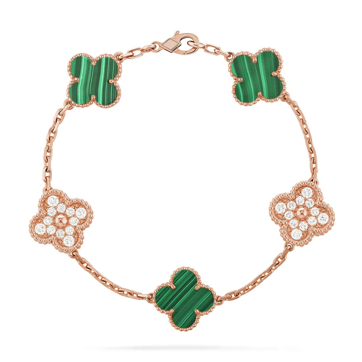 [Clara Jewels] CLOVER 5 MOTIF MALACHITE BRACELET COLLECTION