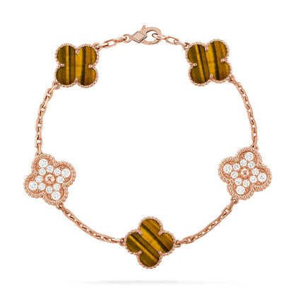[Clara Jewels] CLOVER 5 MOTIFS TIGER EYE BRACELET COLLECTION