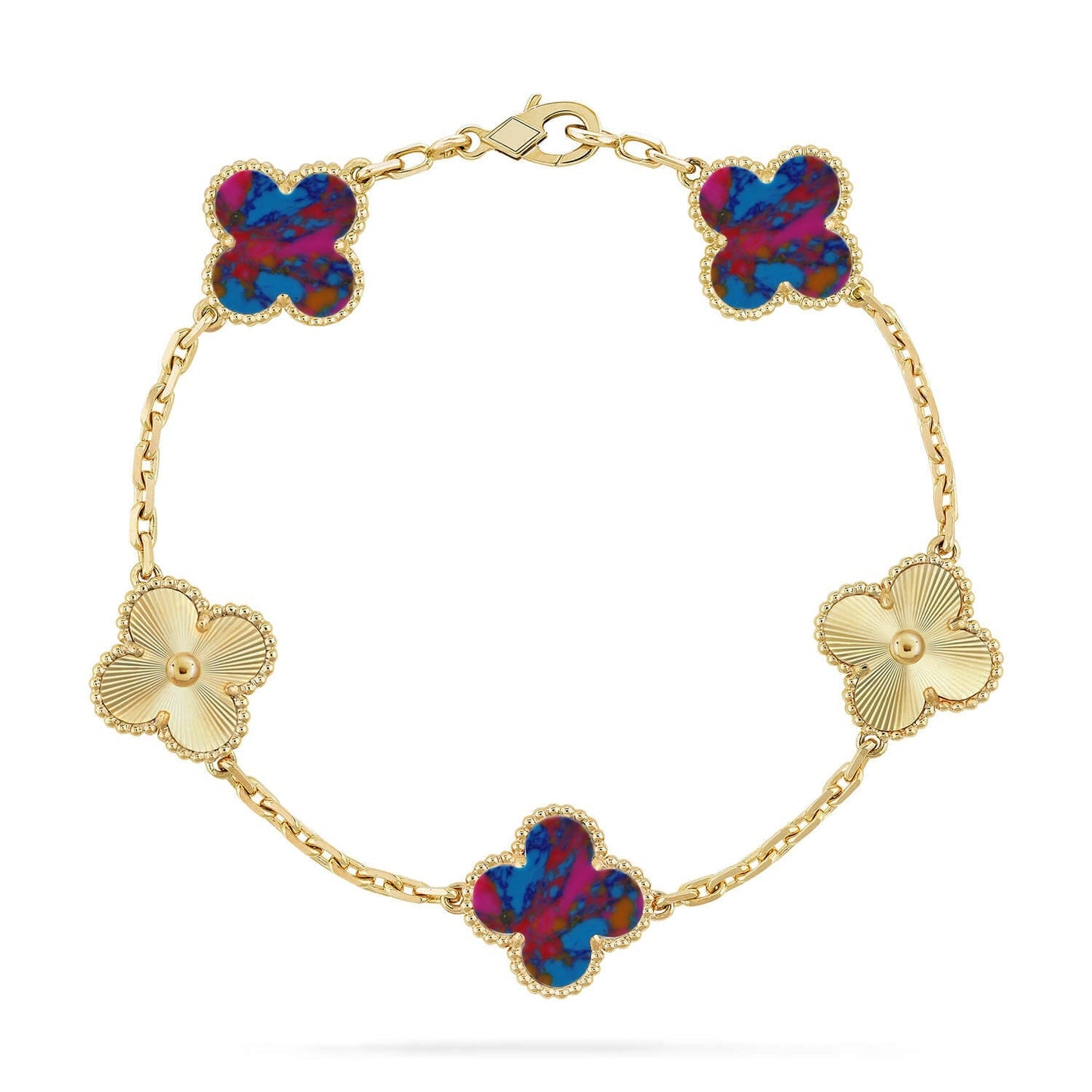 [Clara Jewels]CLOVER 5 MOTIF COLOR GEMSTONES BRACELET COLLECTION