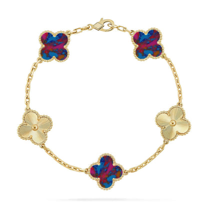 [Clara Jewels]CLOVER 5 MOTIF COLOR GEMSTONES BRACELET COLLECTION