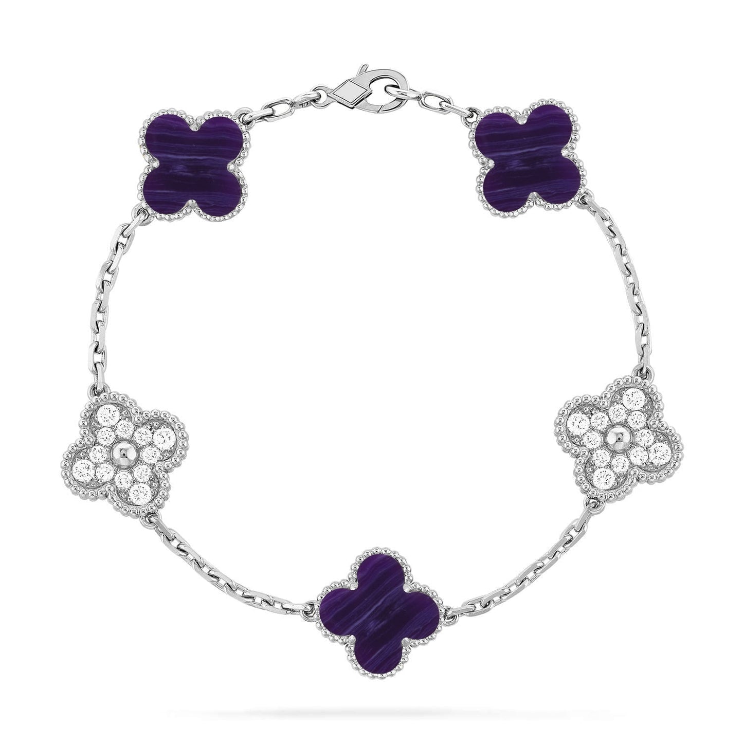 [Clara Jewels]CLOVER 5 MOTIF PURPLE STRIPES BRACELET COLLECTION