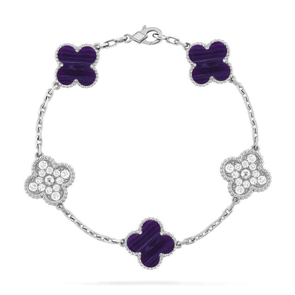 [Clara Jewels]CLOVER 5 MOTIF PURPLE STRIPES BRACELET COLLECTION