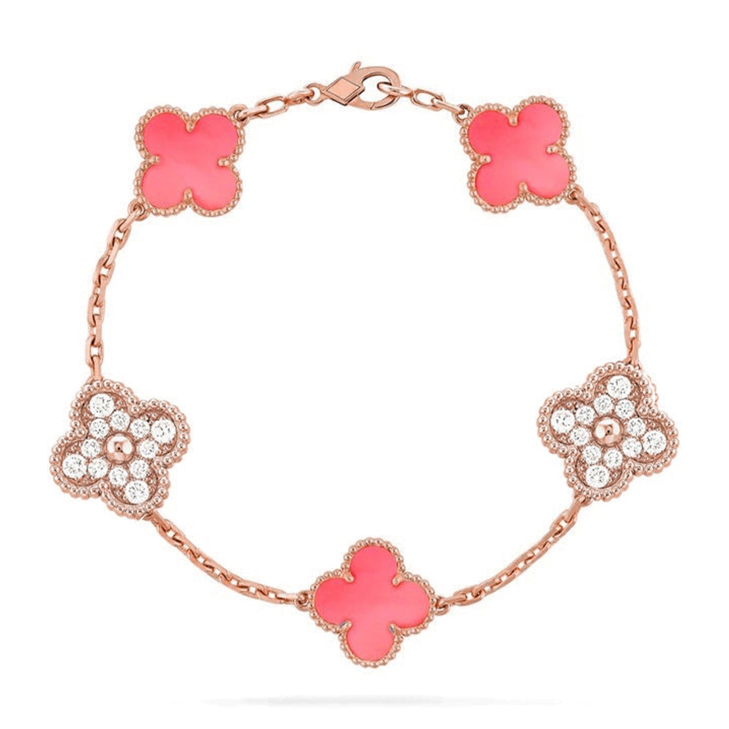 [Clara Jewels] CLOVER 5 MOTIFS  PINK MOP BRACELET COLLECTION