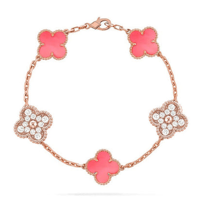[Clara Jewels] CLOVER 5 MOTIFS  PINK MOP BRACELET COLLECTION