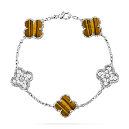 [Clara Jewels] CLOVER 5 MOTIFS TIGER EYE BRACELET COLLECTION