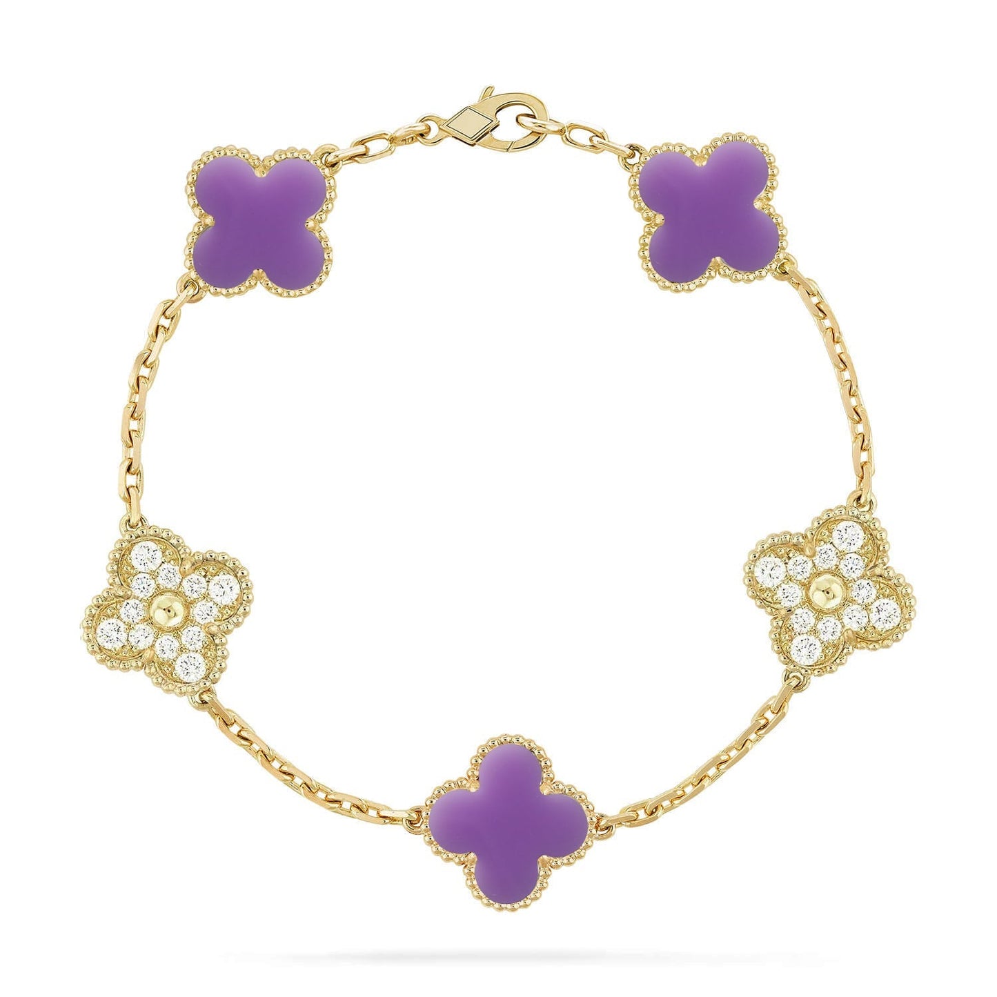 [Clara Jewels]CLOVER 5 MOTIF LIGHT PURPLE BRACELET COLLECTION