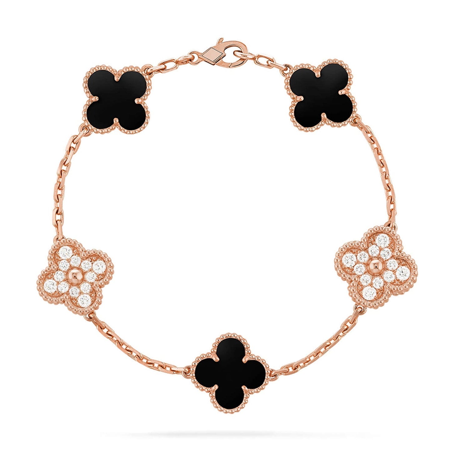 [Clara Jewels] CLOVER 5 MOTIF ONYXS BRACELET COLLECTION