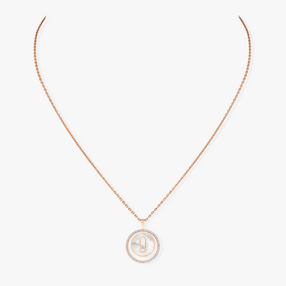 [Clara Jewely]LUCKY MOVE 1 DIAMOND WHITE MOTHER OF PEARL PINK GOLD DIAMOND NECKLACE
