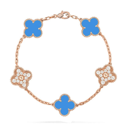 [Clara Jewels] CLOVER 5 MOTIF BLUE AGATE BRACELET COLLECTION