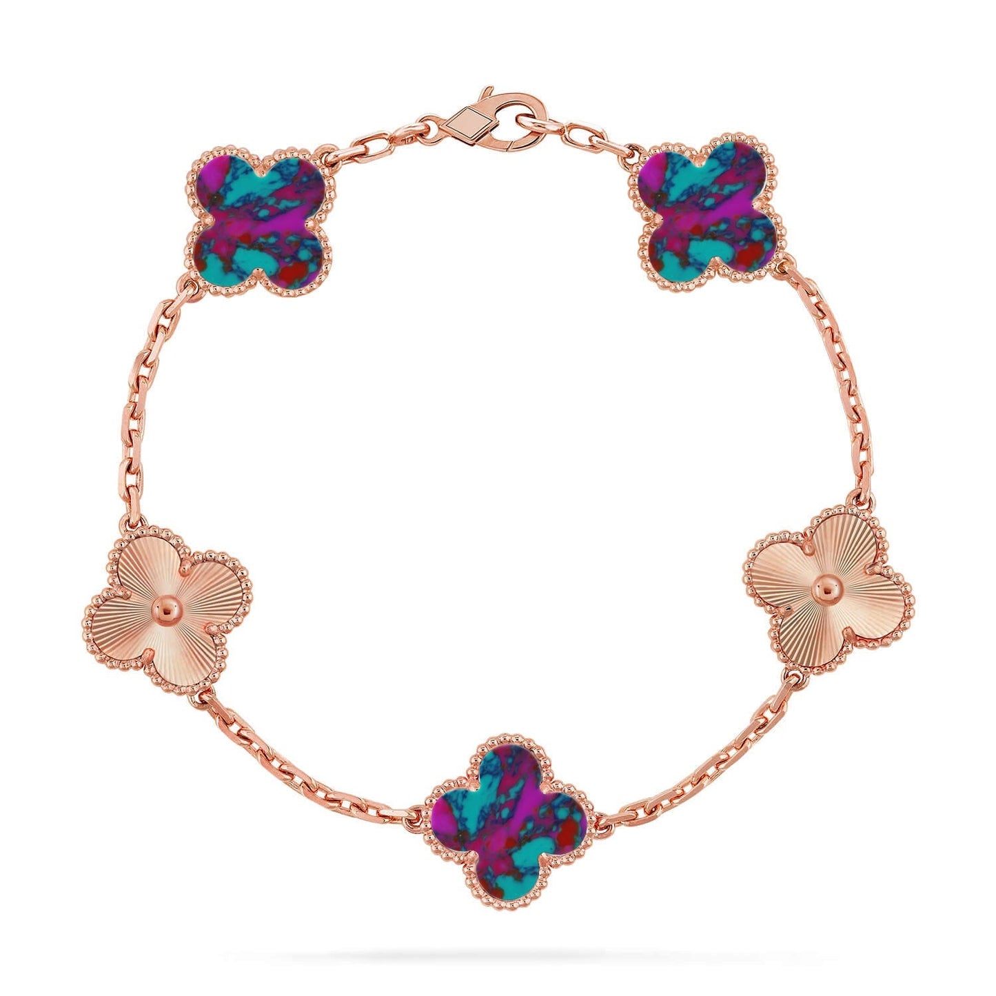 [Clara Jewels]CLOVER 5 MOTIF COLOR GEMSTONES BRACELET COLLECTION