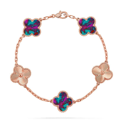 [Clara Jewels]CLOVER 5 MOTIF COLOR GEMSTONES BRACELET COLLECTION