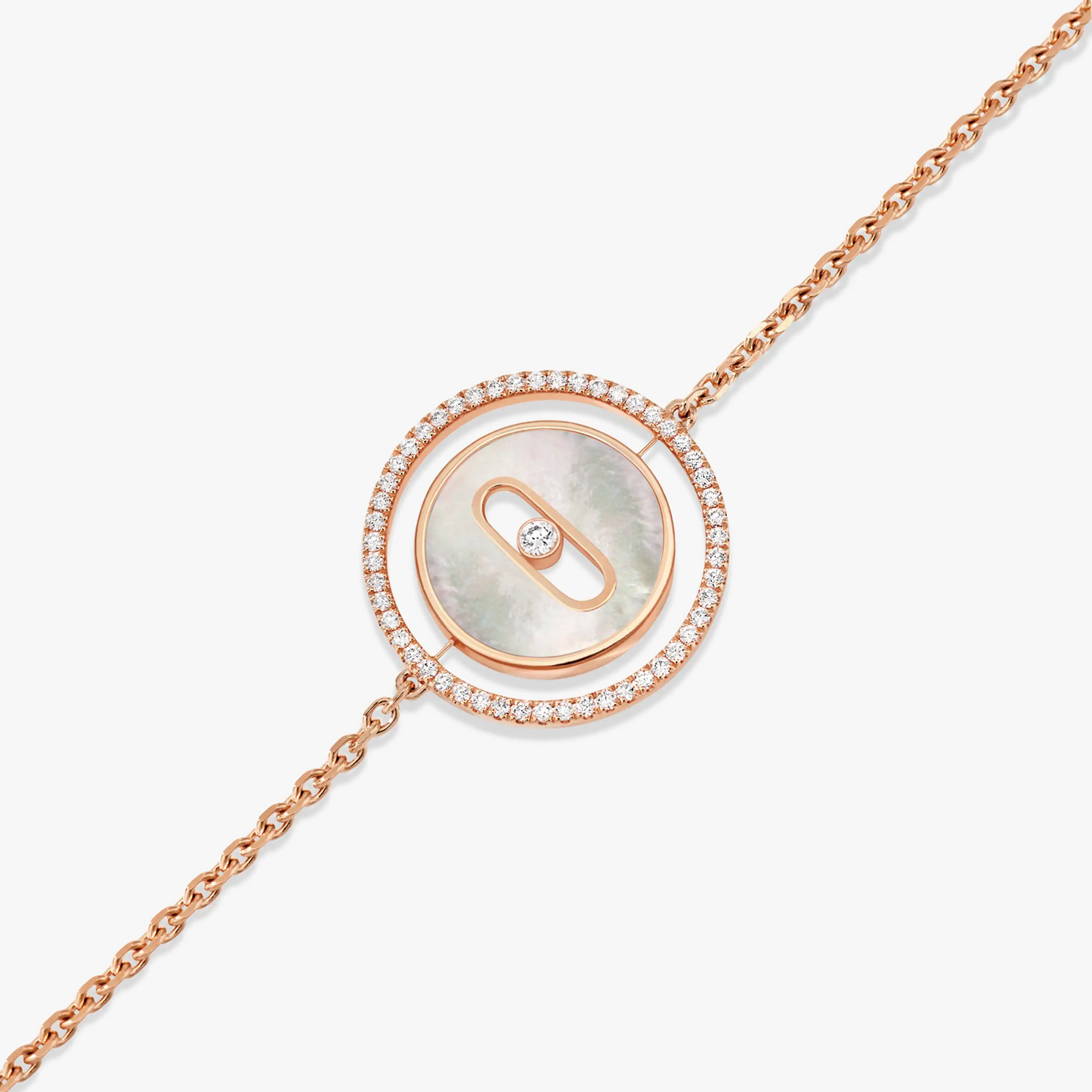 [Clara Jewely]LUCKY MOVE WHITE MOTHER OF PEARL PINK GOLD DIAMOND BRACELET