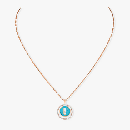 [Clara Jewely]LUCKY MOVE 1 DIAMOND TURQUOISE PINK GOLD DIAMOND NECKLACE
