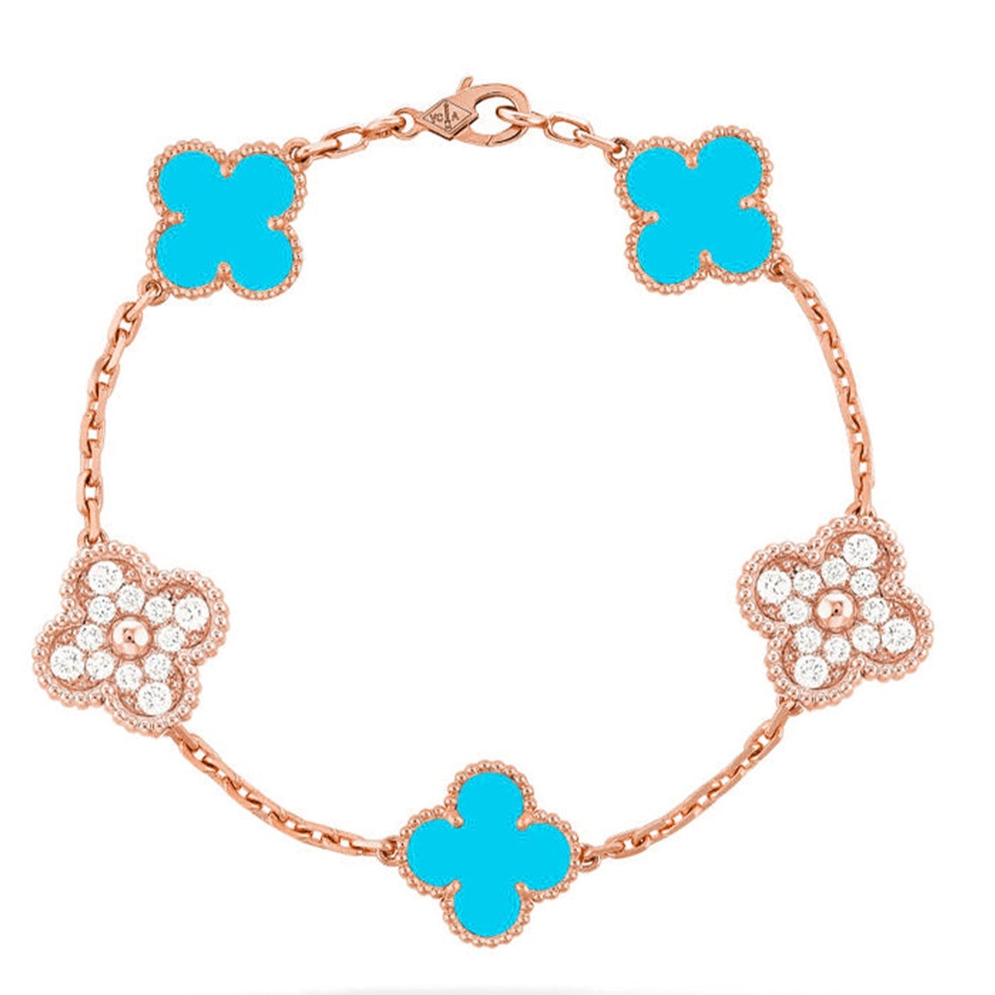 [Clara Jewels] CLOVER 5 MOTIF TURQUOISE BRACELET COLLECTION